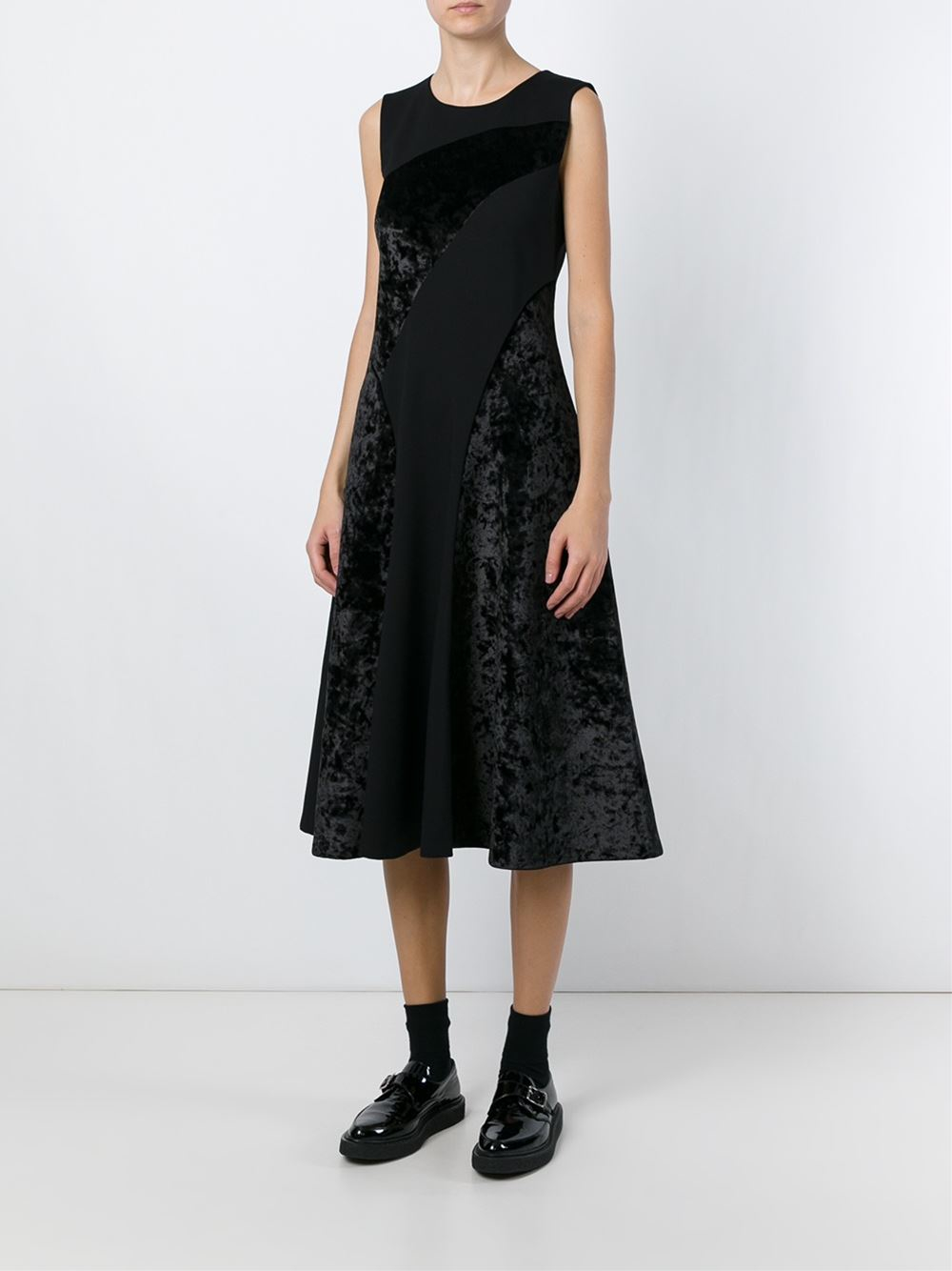 dkny velvet panel a line dress in black lyst dkny velvet panel a line dress in black lyst