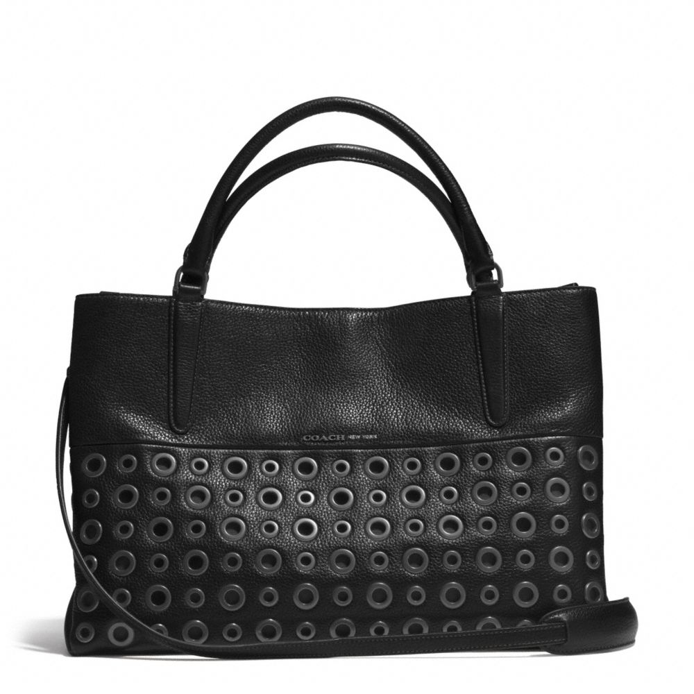 Lyst - Coach The Grommets Soft Borough Bag in Pebbled Leather in Black