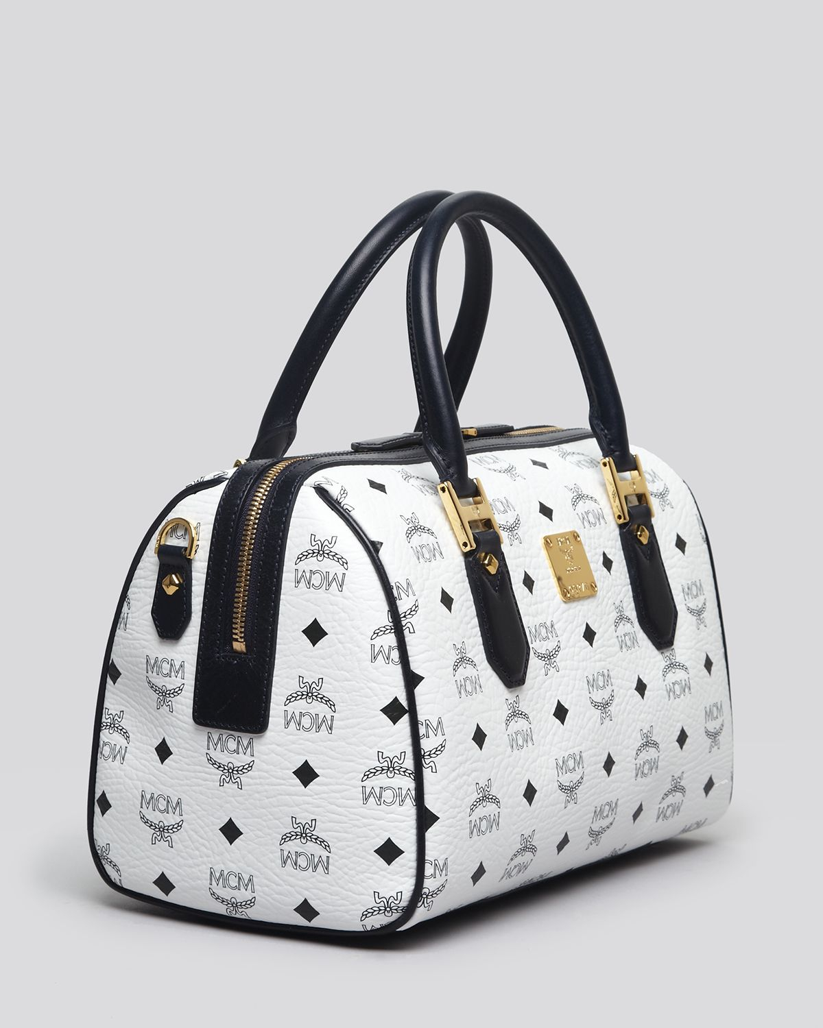 Mcm Satchel - Heritage Boston in White | Lyst