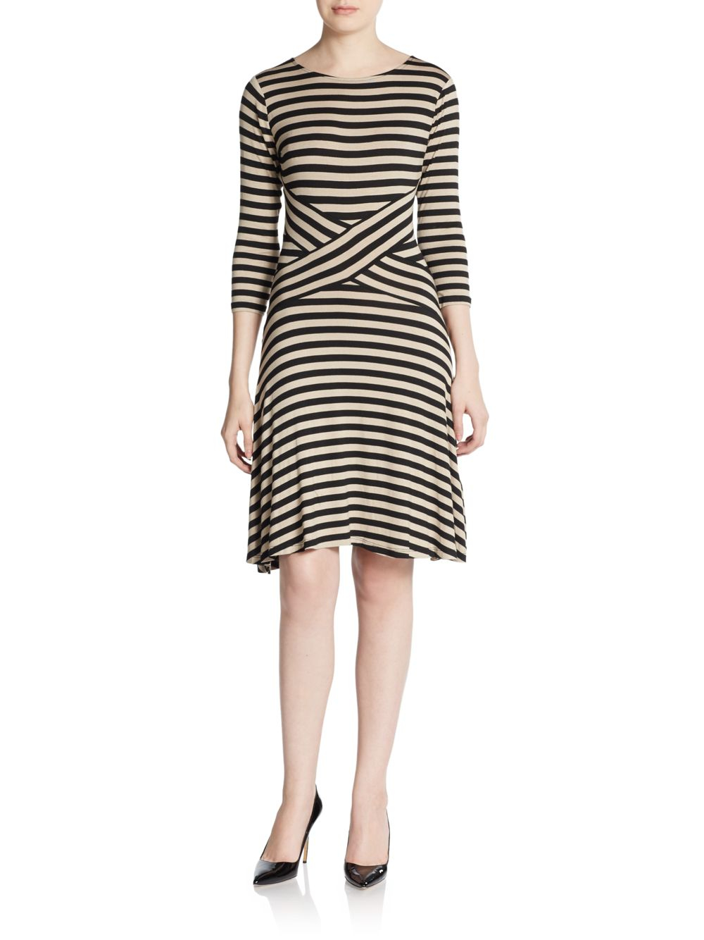 Lyst - Saks Fifth Avenue Black Label Striped Three-quarter ...