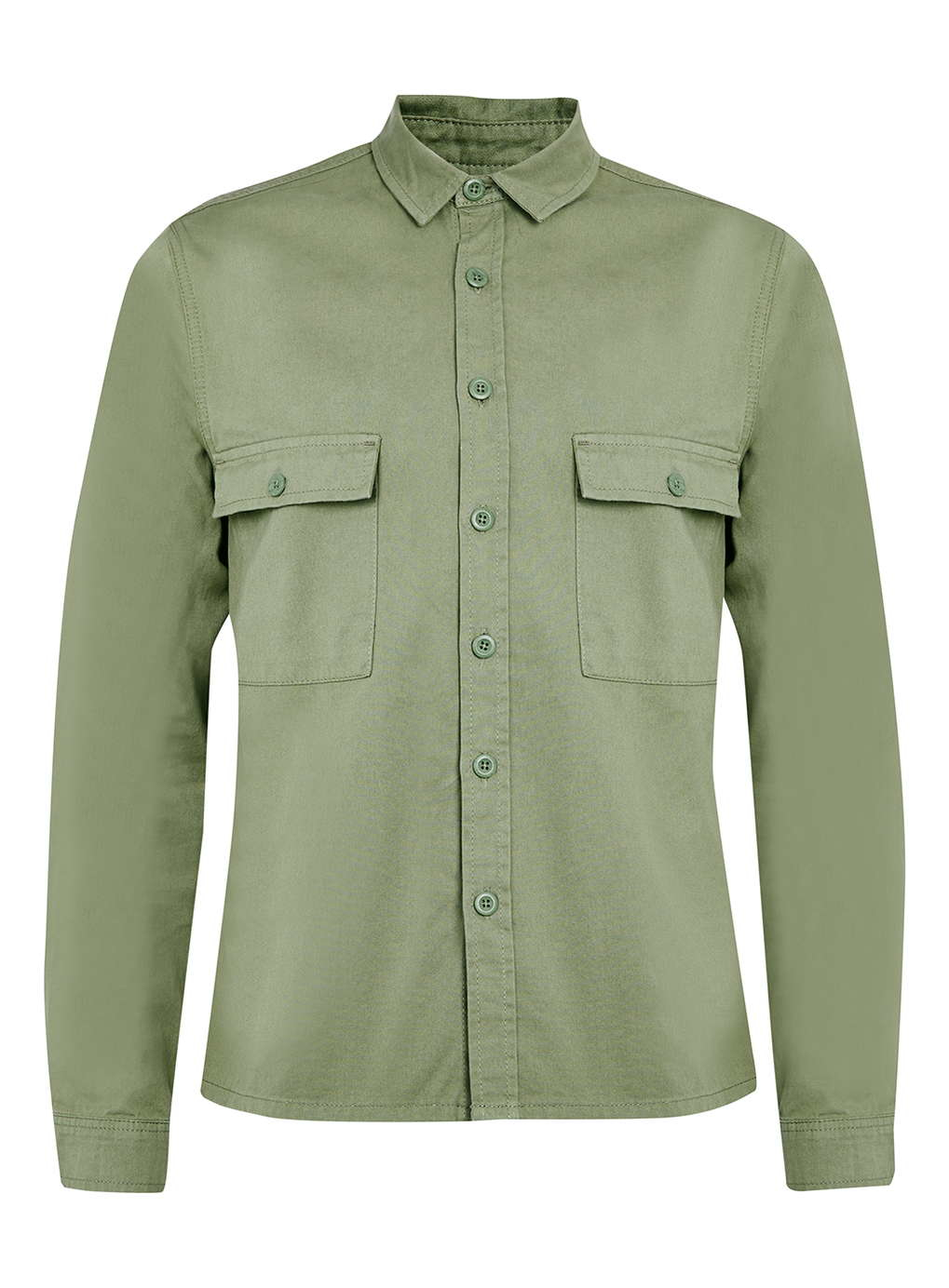 Topman Khaki Long Sleeve Double Pocket Casual Overshirt in Green for Men