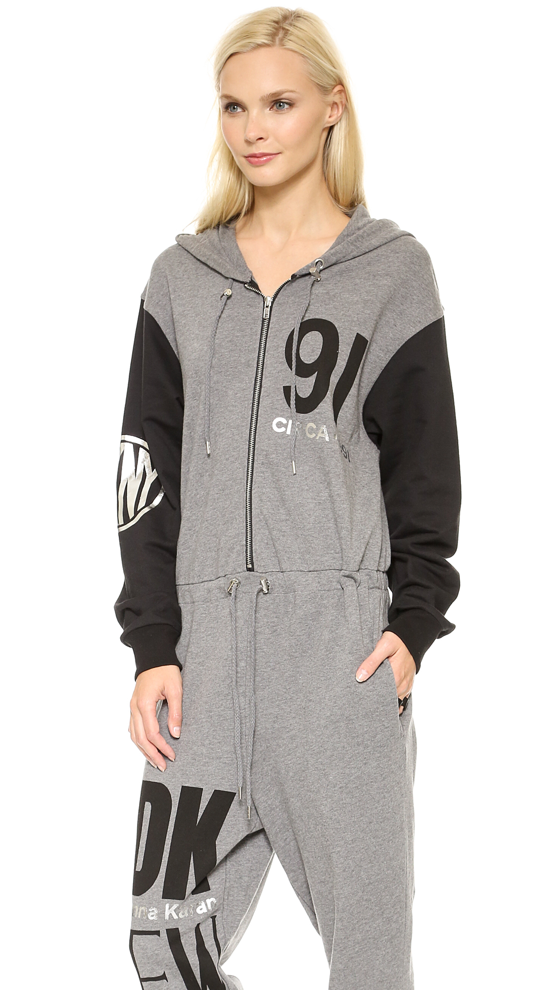 Lyst - Opening Ceremony Colorblocked Long Sleeve Hooded Jumpsuit ...