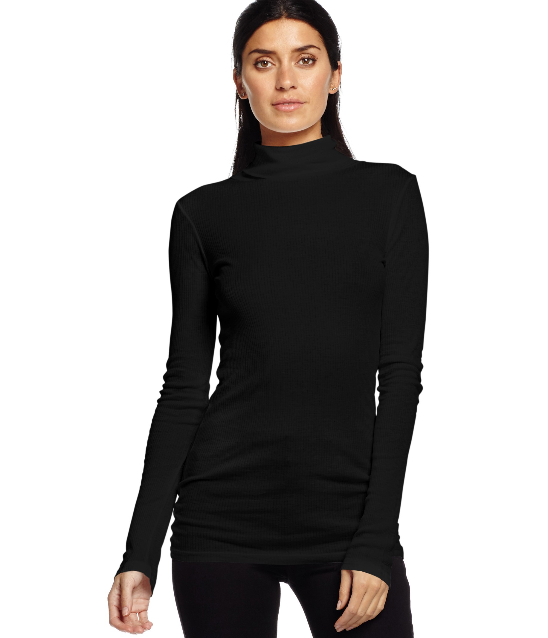 Michael stars 4X1 Rib Long Sleeve Turtleneck in Black | Lyst