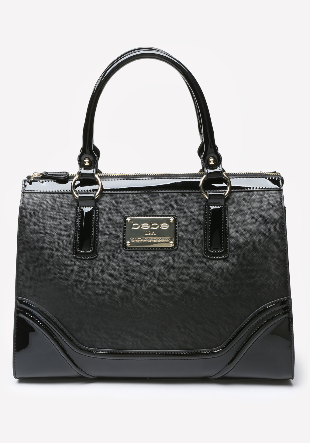 Lyst Bebe Patent Block Tote in Black