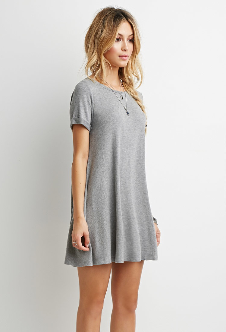 Forever 21 Heathered Tshirt Dress In Gray Lyst