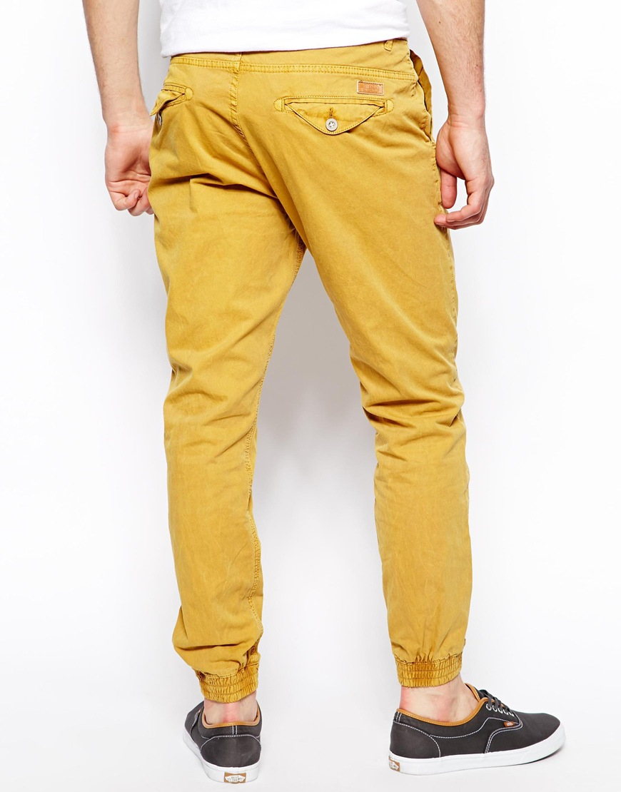 Lyst - Pull&Bear Cuffed Chinos in Yellow for Men