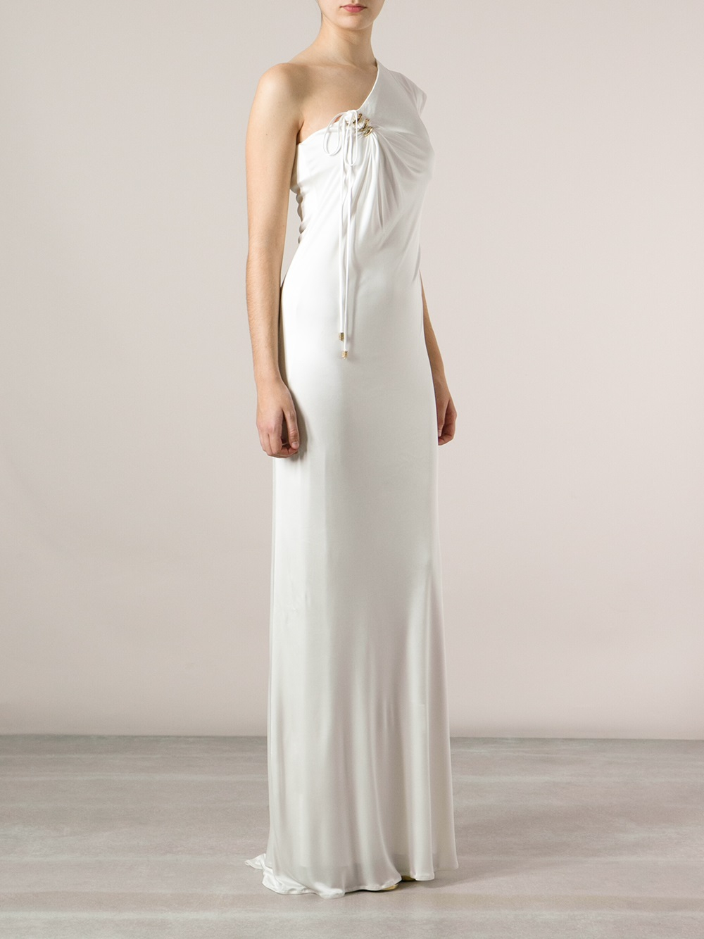 Lyst - Roberto Cavalli Asymmetric Gown in White