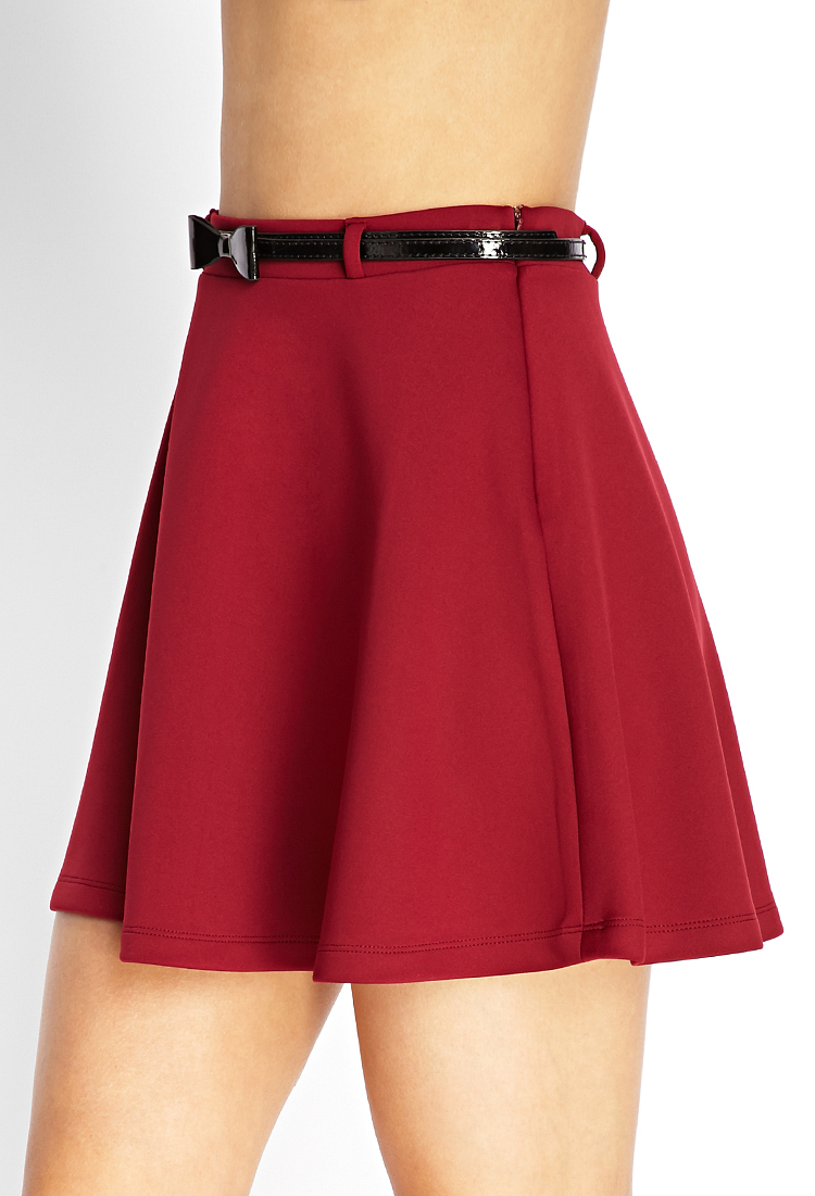 Forever 21 Prep School Skater Skirt W/ Belt in Purple | Lyst