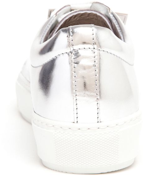 Acne Studios Adriana Metallic Smiley Face Trainers in Silver | Lyst