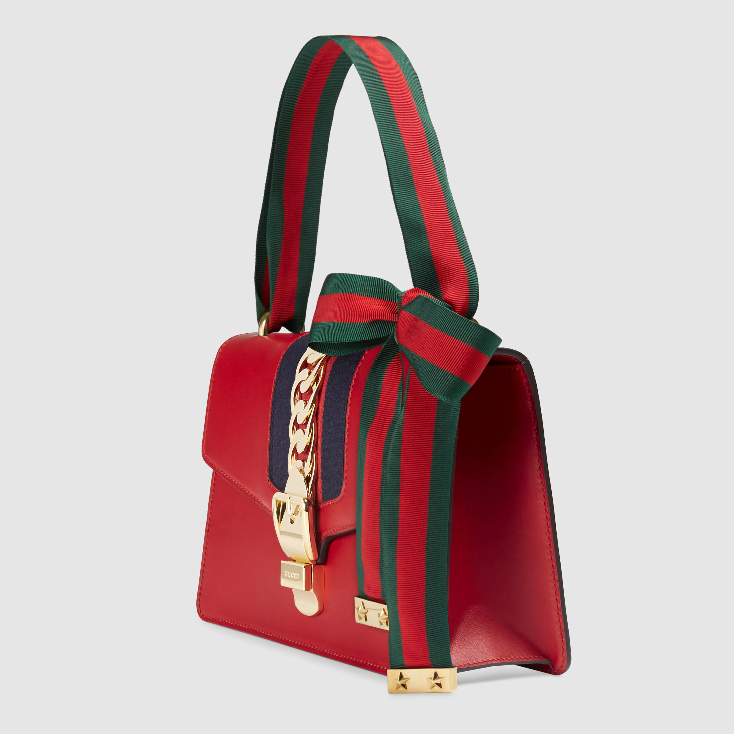 Gucci Sylvie Leather Shoulder Bag in Red | Lyst