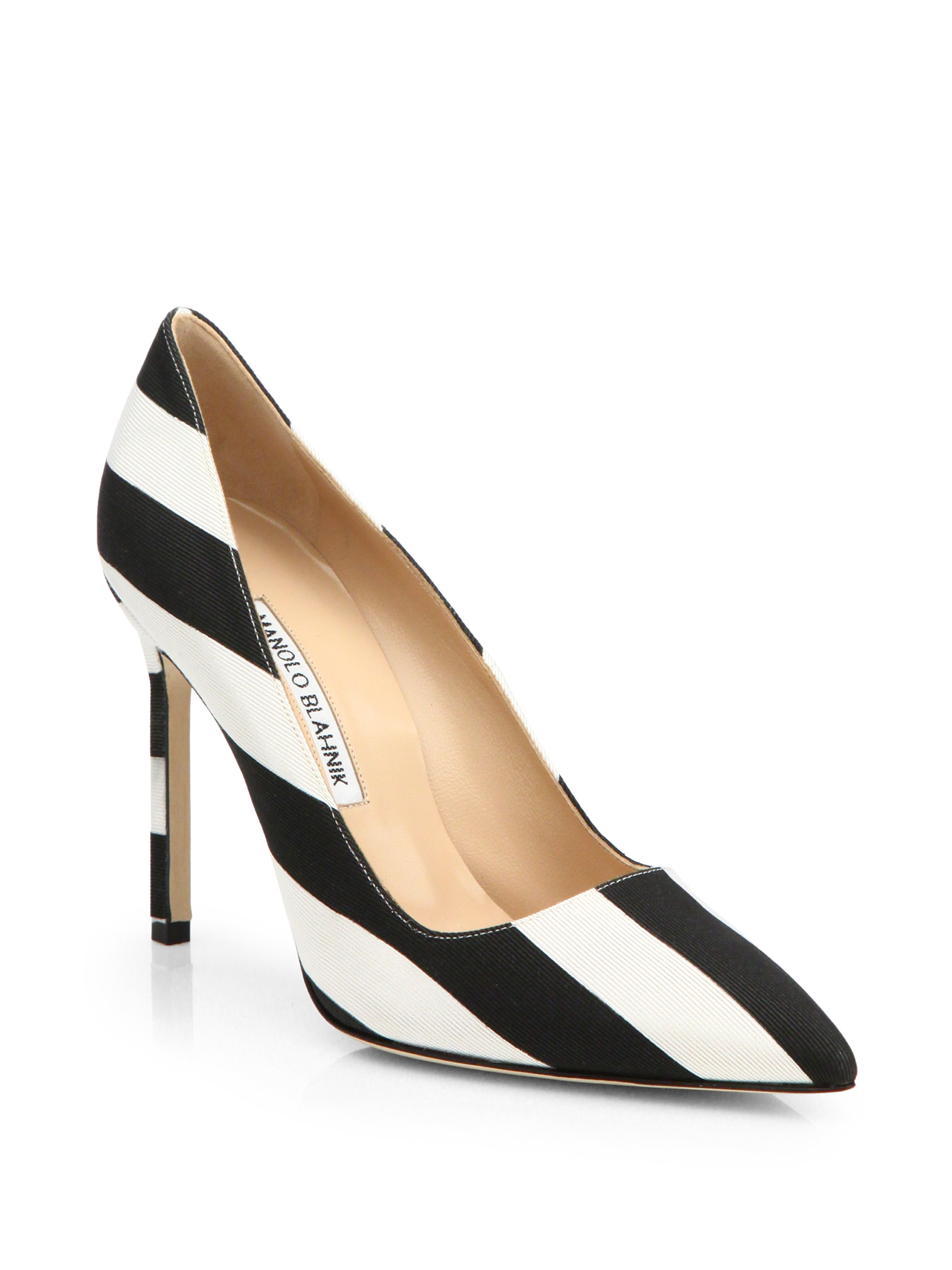 Lyst - Manolo Blahnik Bb Striped Grosgrain Pumps in Black