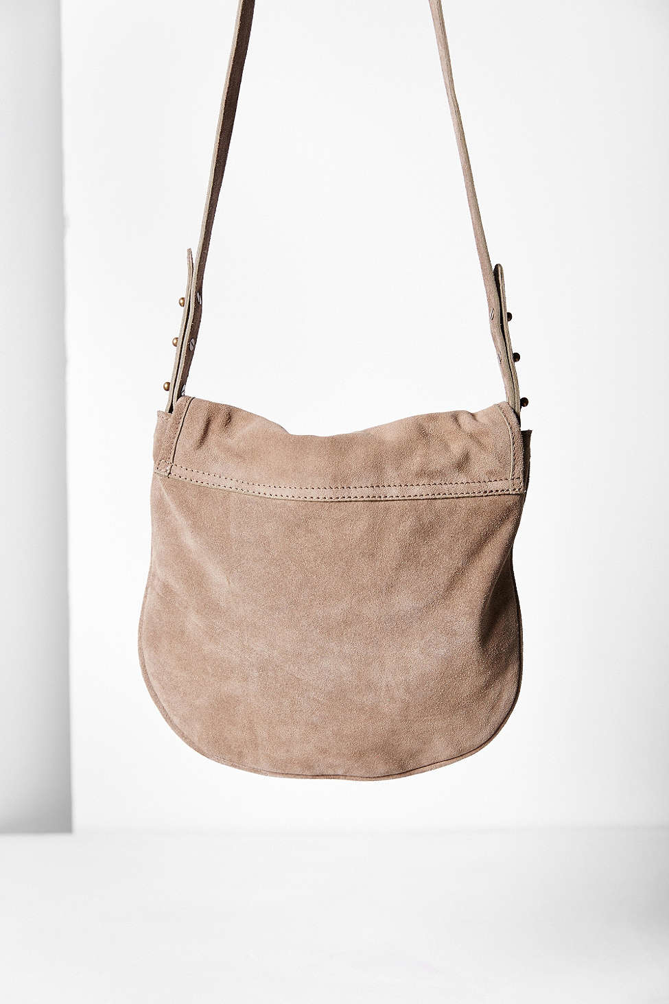 Lyst Bdg Minimalist Suede Crossbody Bag In Gray Gallery