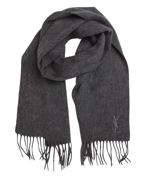 Lyst Saint Laurent Dark Grey Cashmere Fringe Scarf in Gray for Men