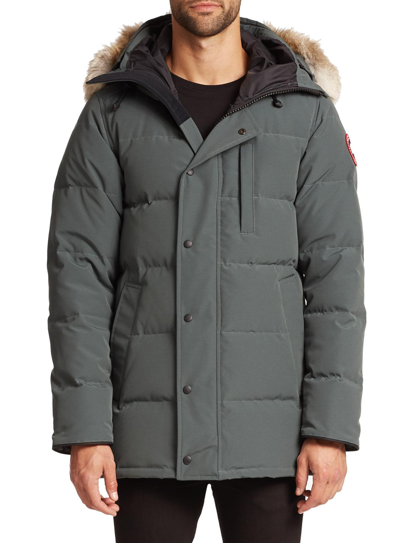 Canada goose Carson Fur-trimmed Parka in Gray for Men | Lyst