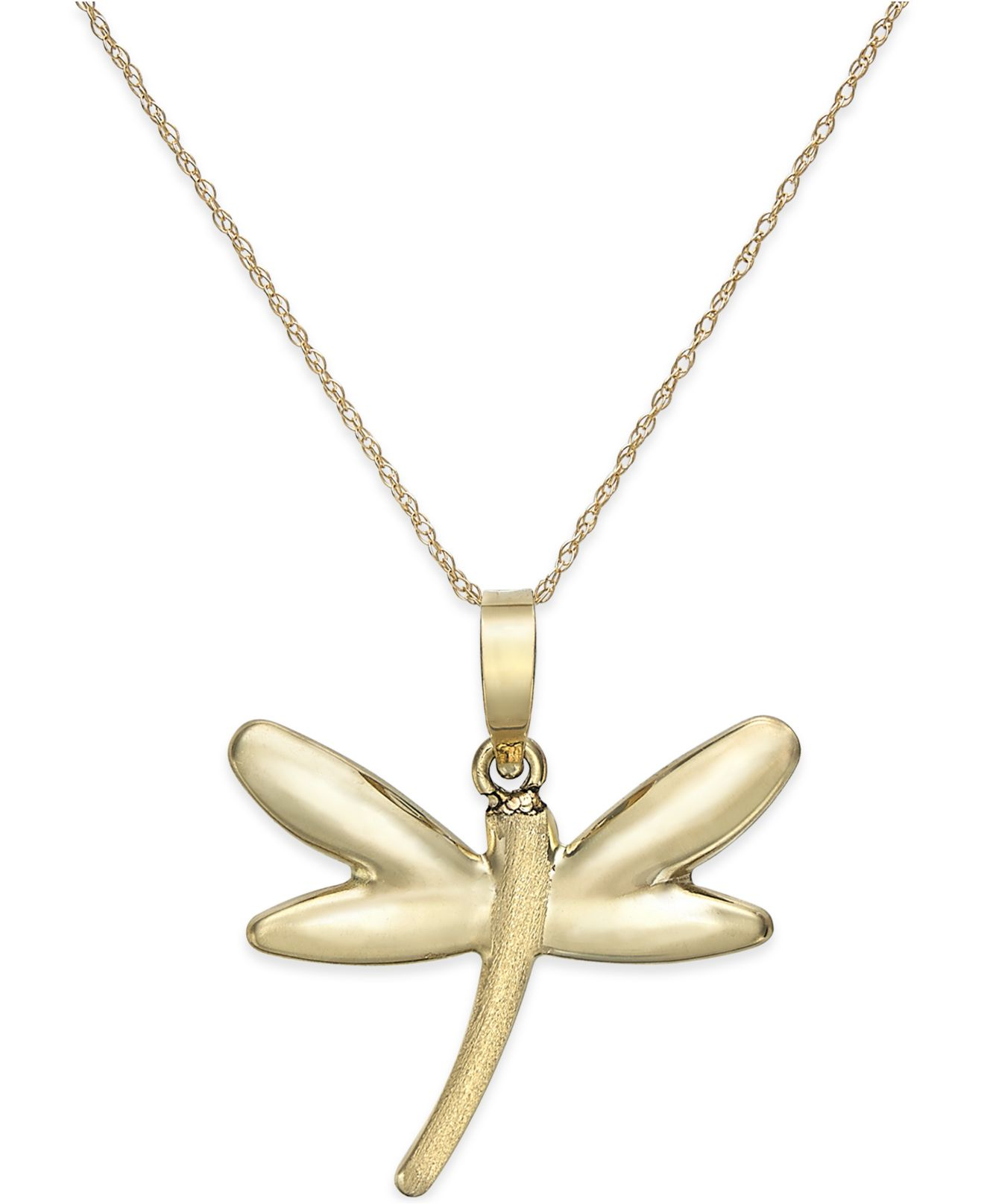 Macy&#39;s Dragonfly Pendant Necklace In 10k Gold in Gold (Yellow Gold) - Save 70% | Lyst