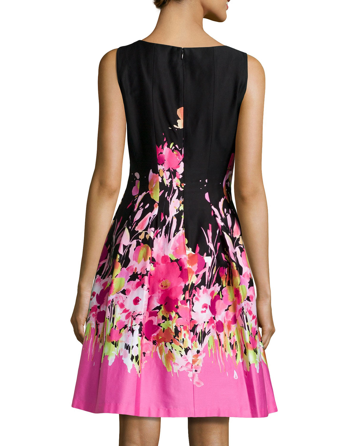 Lyst - Chetta B Floral-print Box-pleated Dress In Pink