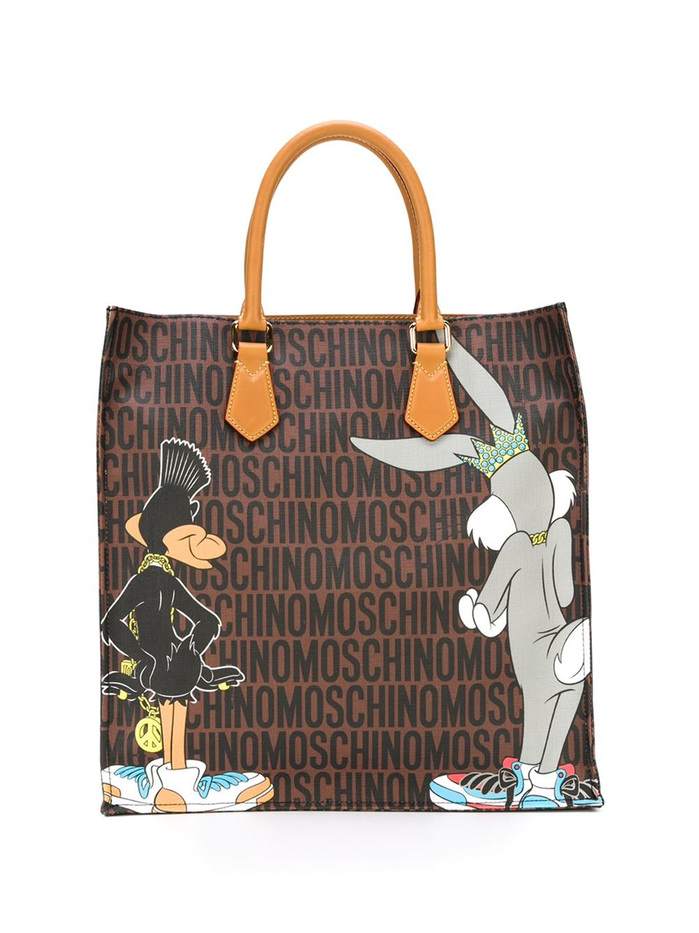 Moschino Bugs Bunny and Daffy Duck Printed Tote in Brown | Lyst