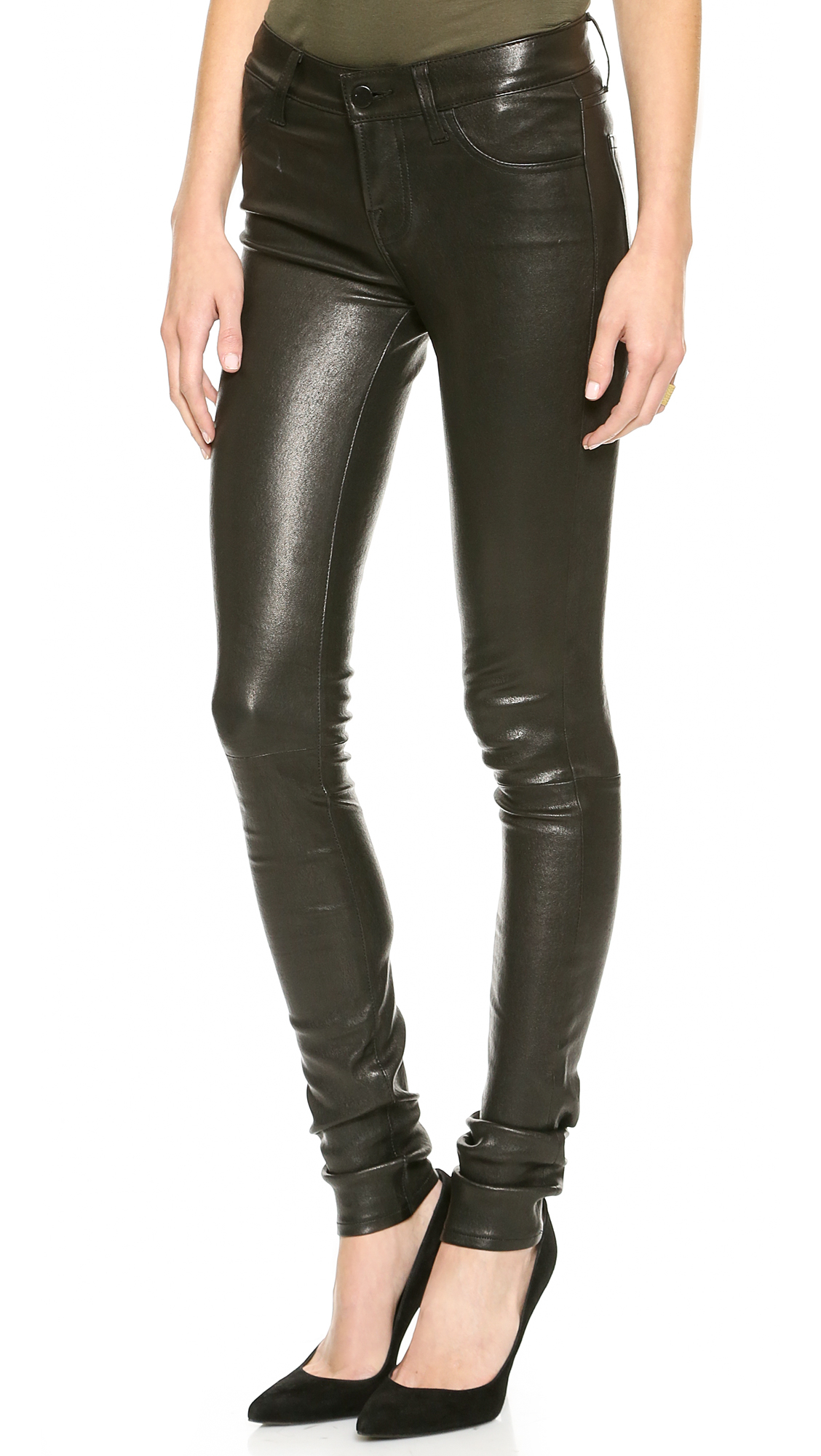Lyst - J Brand L624 Stacked Leather Skinny Pants - Noir in Black