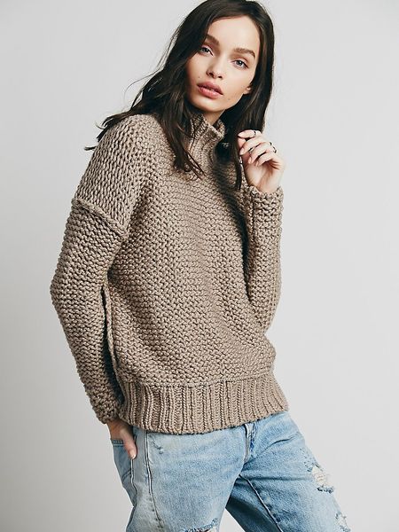 Free People Womens Chunky Cowl Neck Sweater in Khaki (Mink) | Lyst