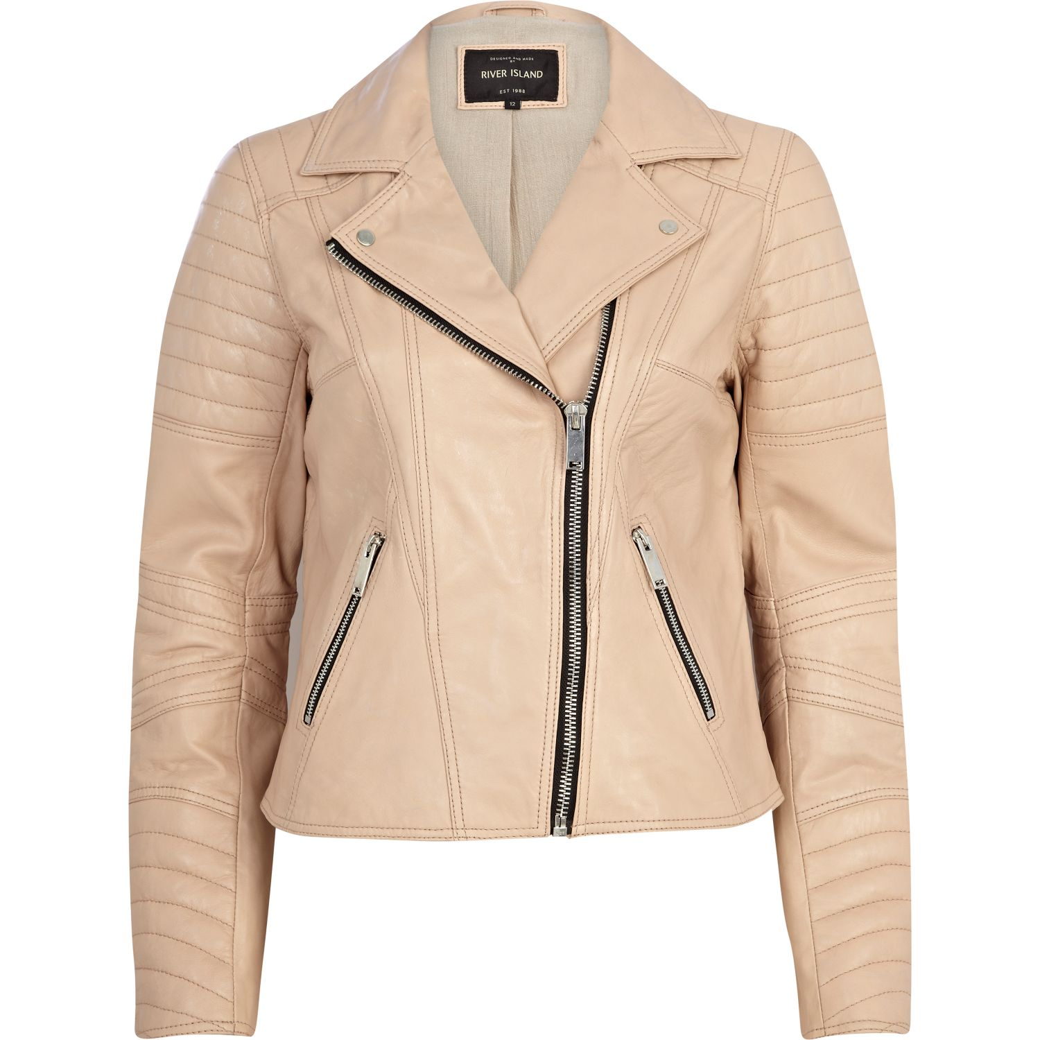 River Island Light Pink Leather Biker Jacket In Lyst Gallery Women S The North Face Oso Blue Biker Jackets