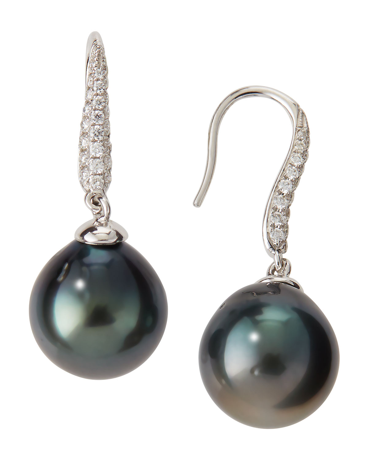 Belpearl Black Tahitian Pearl Diamond Drop Earrings in Black | Lyst