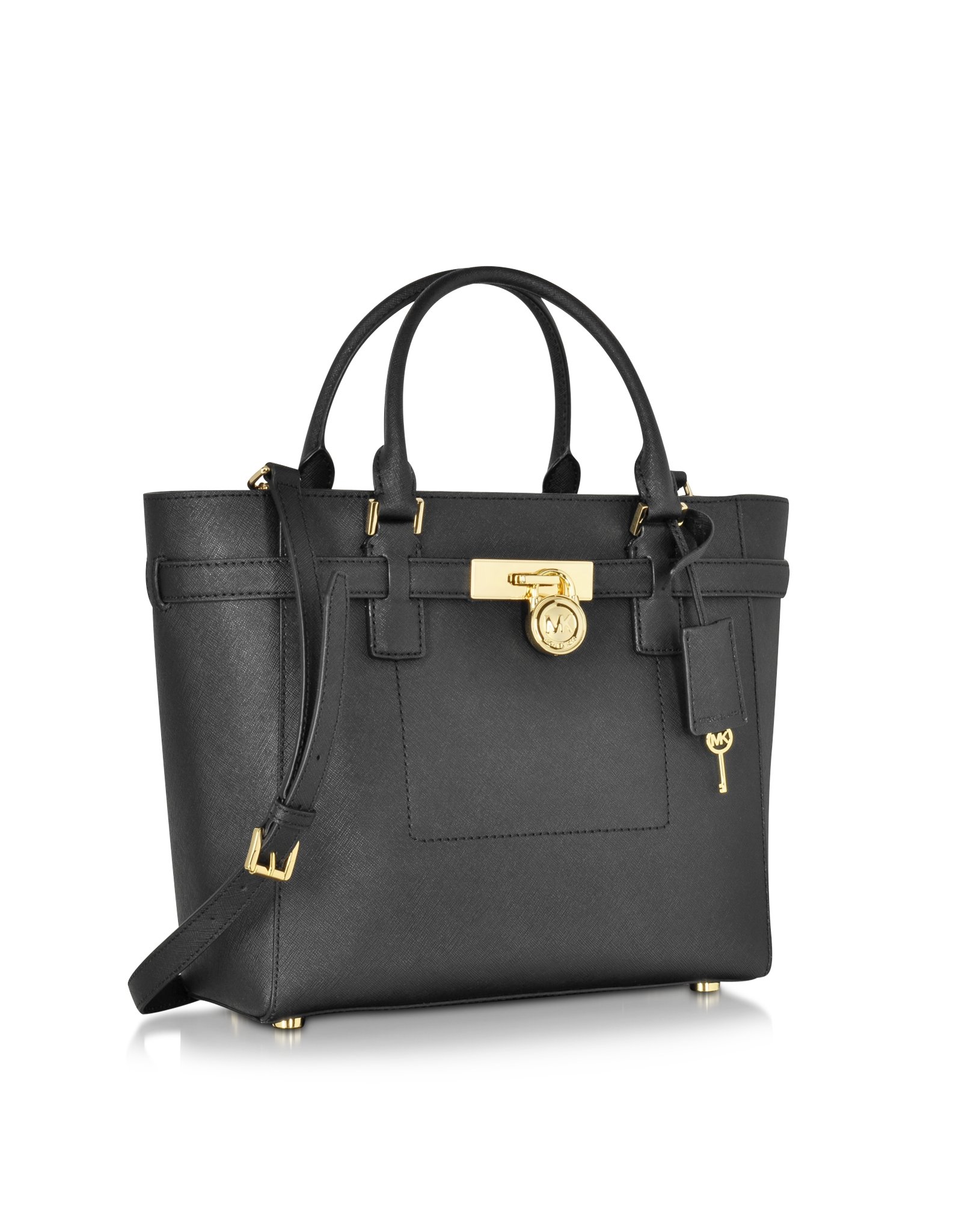 Lyst - Michael Kors Hamilton Saffiano Leather Large Top Zip Tote Bag in Black