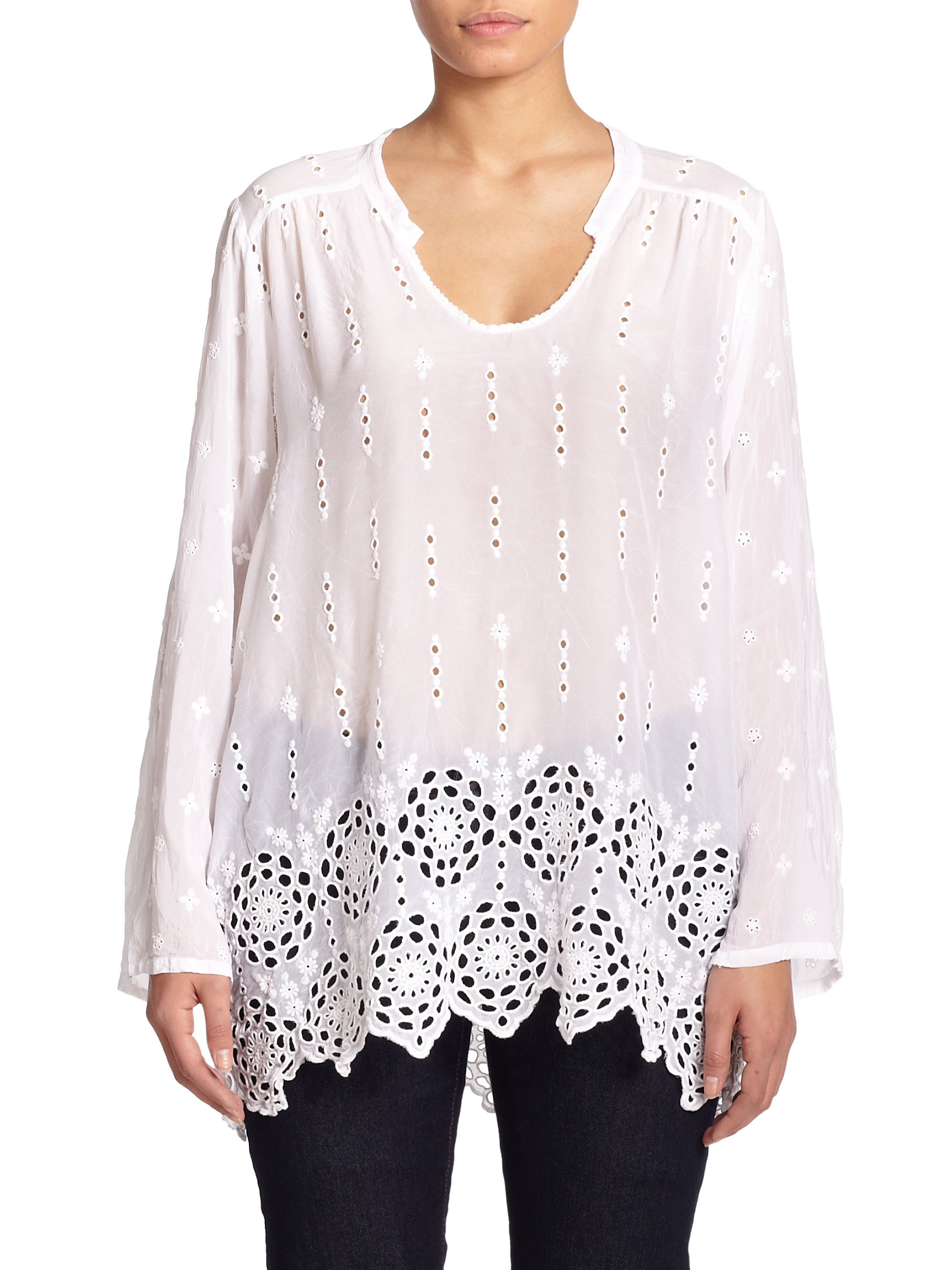 Lyst - Johnny Was Eyelet Top in White