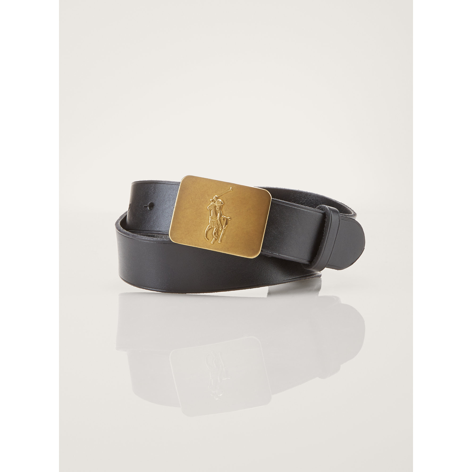 Lyst Ralph Lauren Big Pony buckle Leather Belt in Black