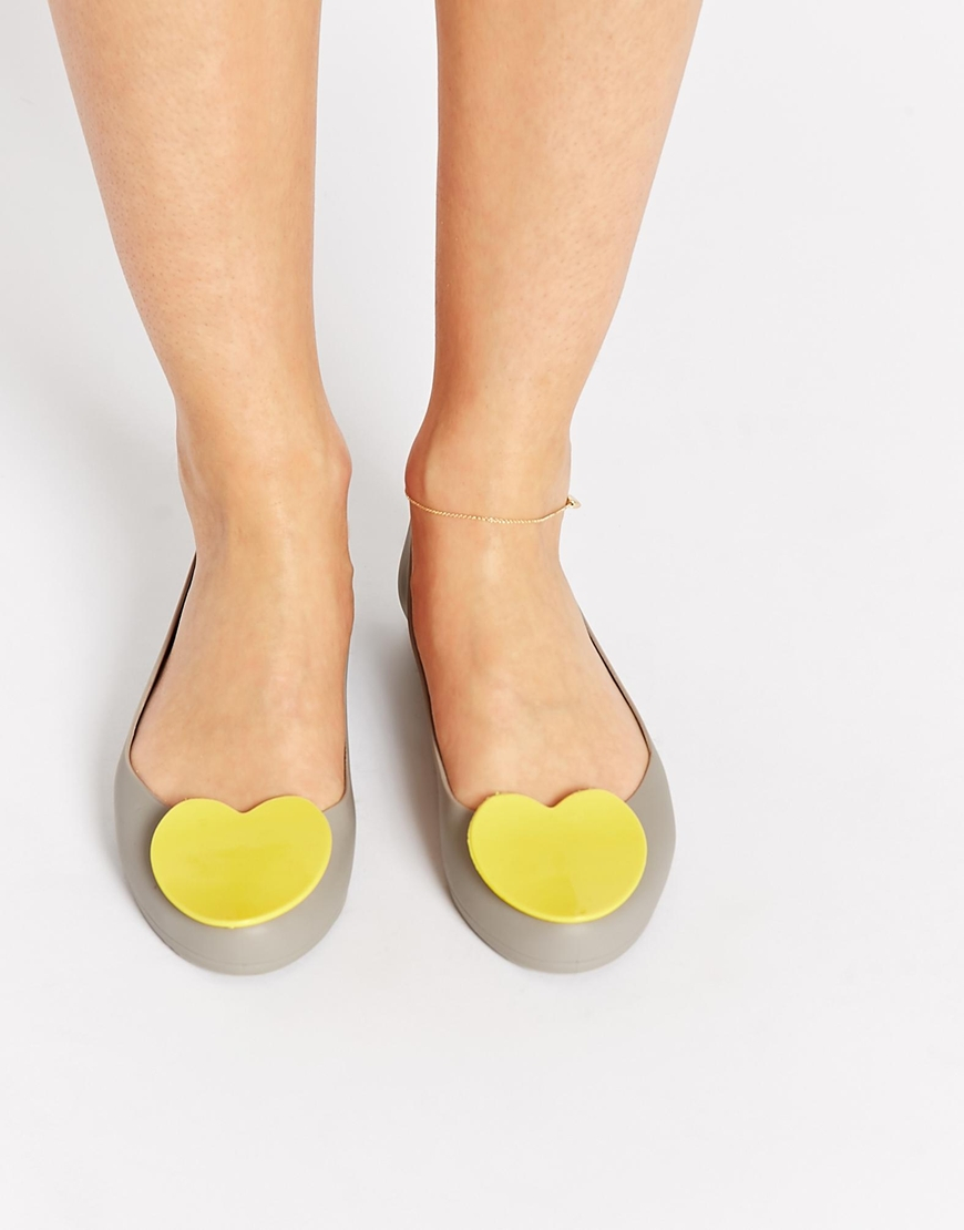 Lyst Mel By Melissa Pop Heart Flat Shoes in Yellow