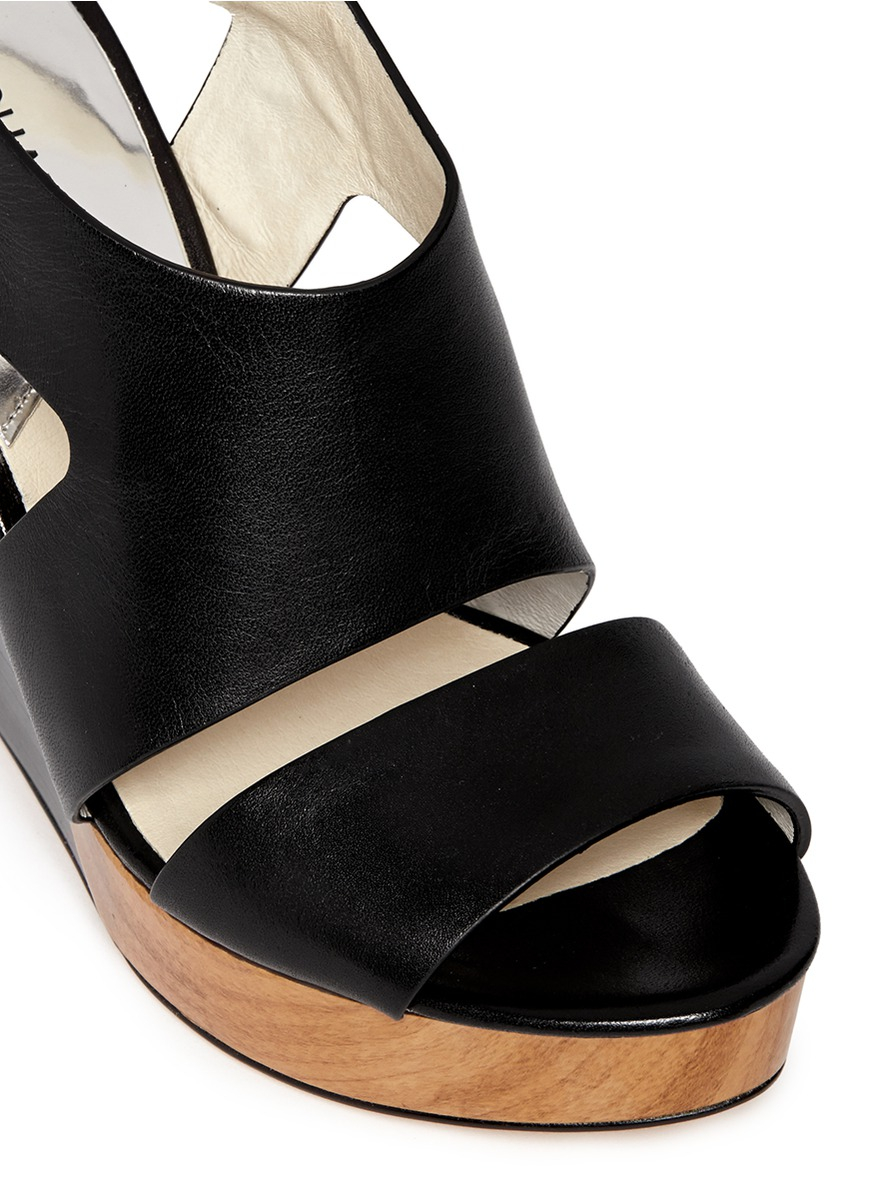 Lyst - MICHAEL Michael Kors 'Carla' Leather Platform Wedge Sandals in Black