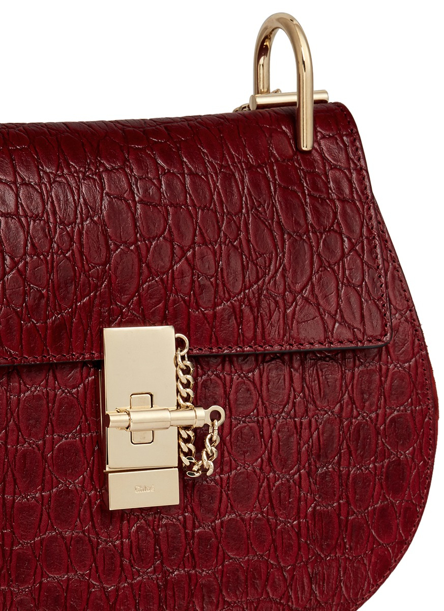 chloe leather handbags - Chlo \u0026#39;drew\u0026#39; Small Croc Embossed Leather Shoulder Bag in Red ...