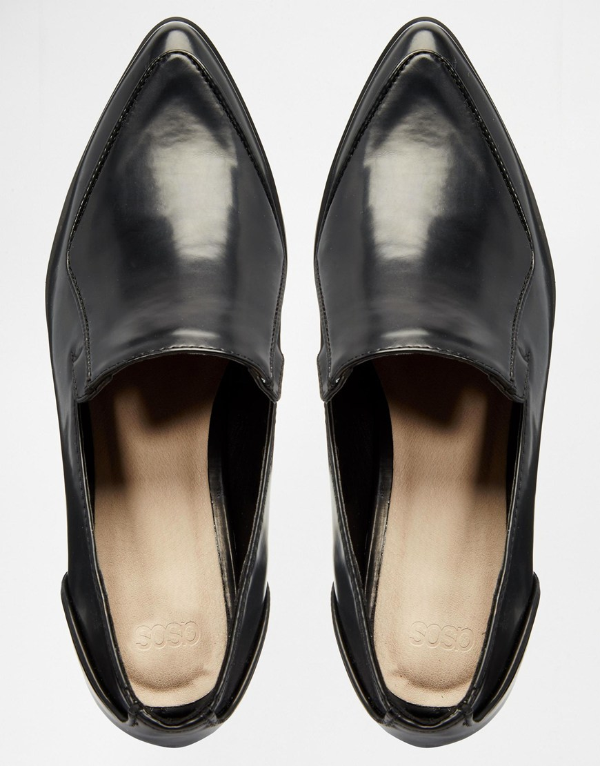 Lyst Asos Miles Pointed Flat Shoes in Black