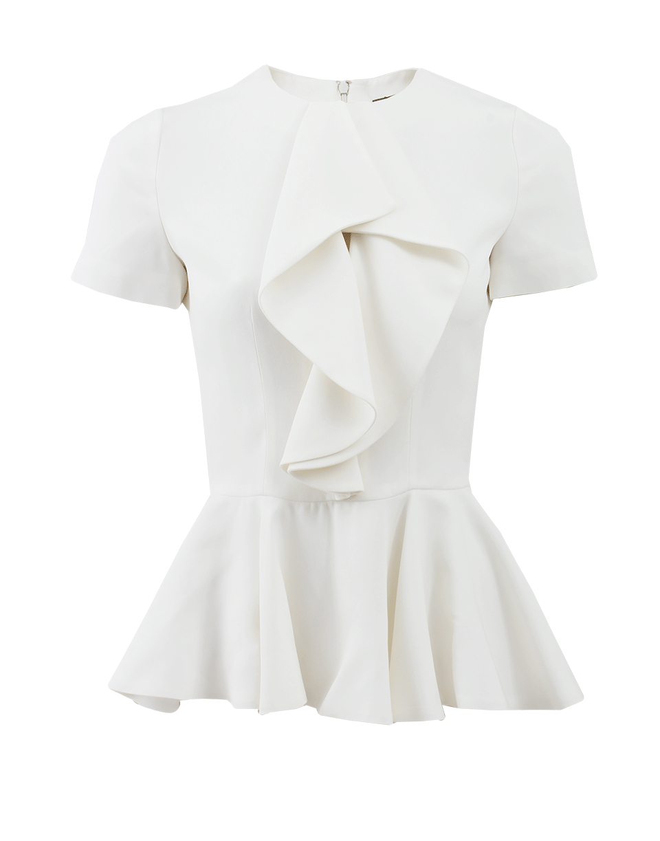 Women's Floral Print Babydoll Loose Ruffle Hem Bell Sleeve Peplum Top - White - CB18630XCD9