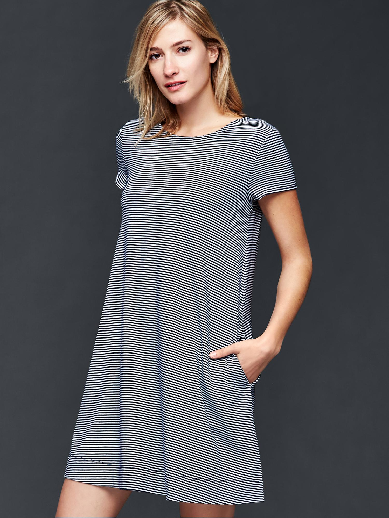 Gap Mini Stripe T-shirt Dress in Blue (blue & white stripe) | Lyst
