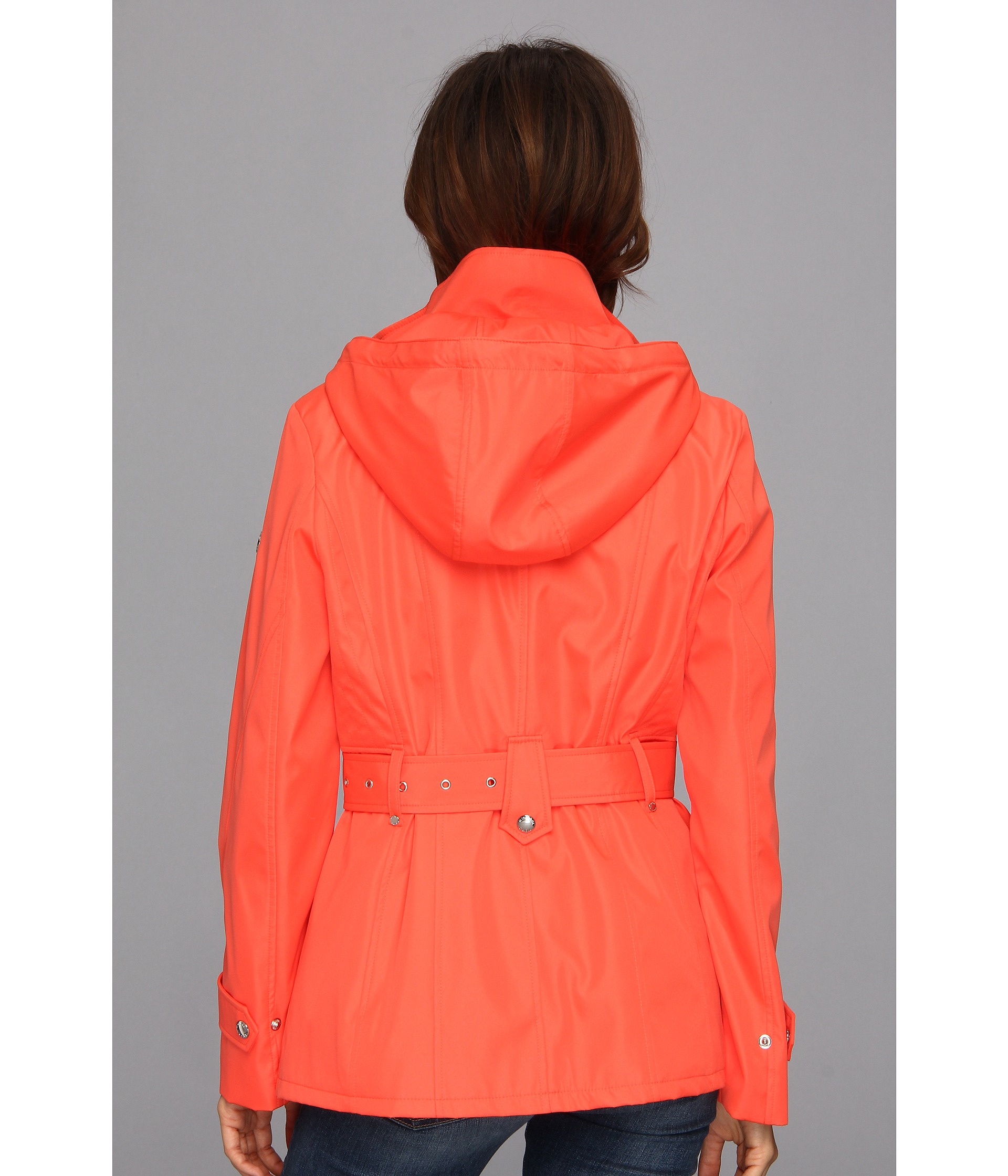 Lyst MICHAEL Michael Kors Hooded Rain Jacket in Orange