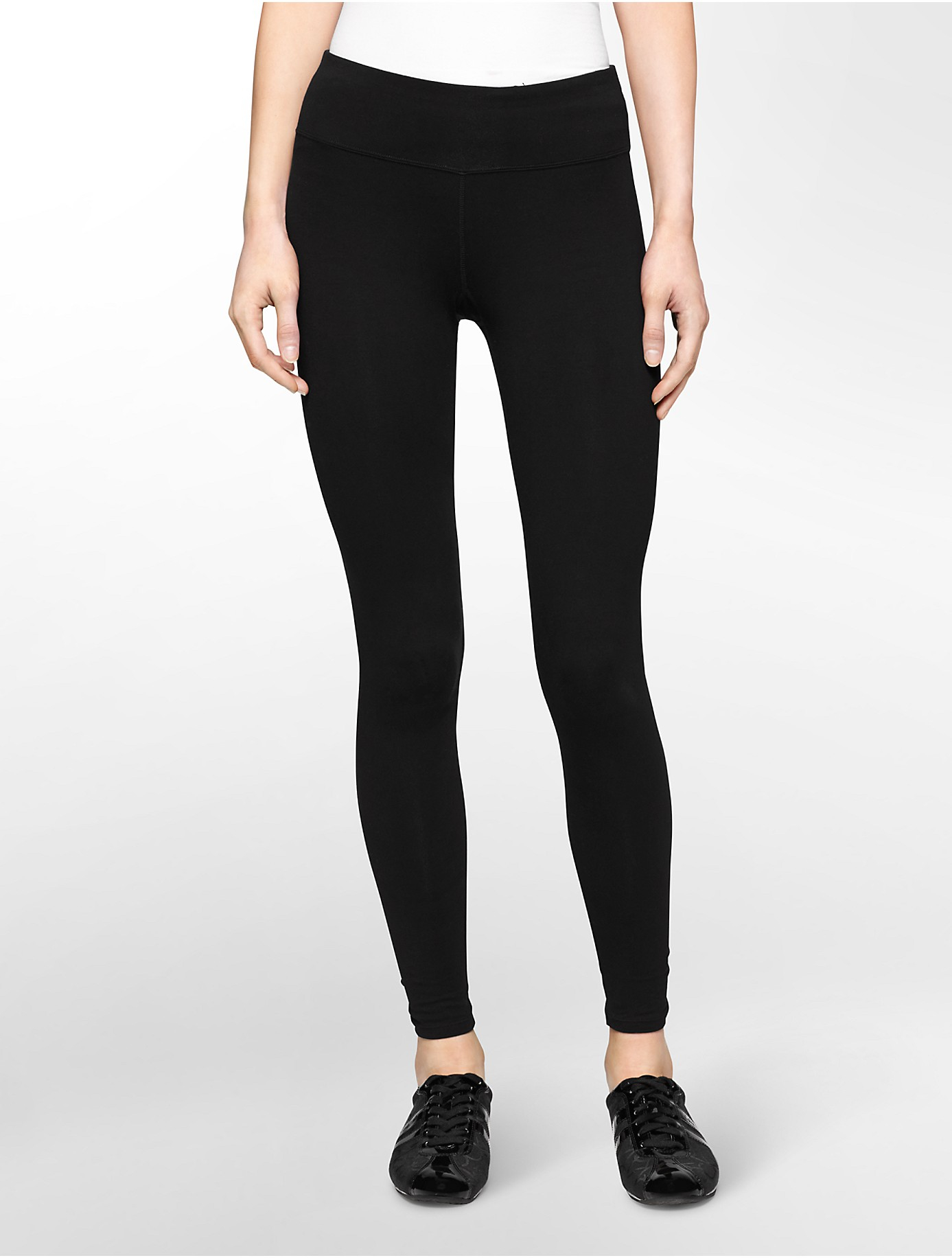 Lyst - Calvin Klein White Label Performance Ruched Ankle Leggings in Black