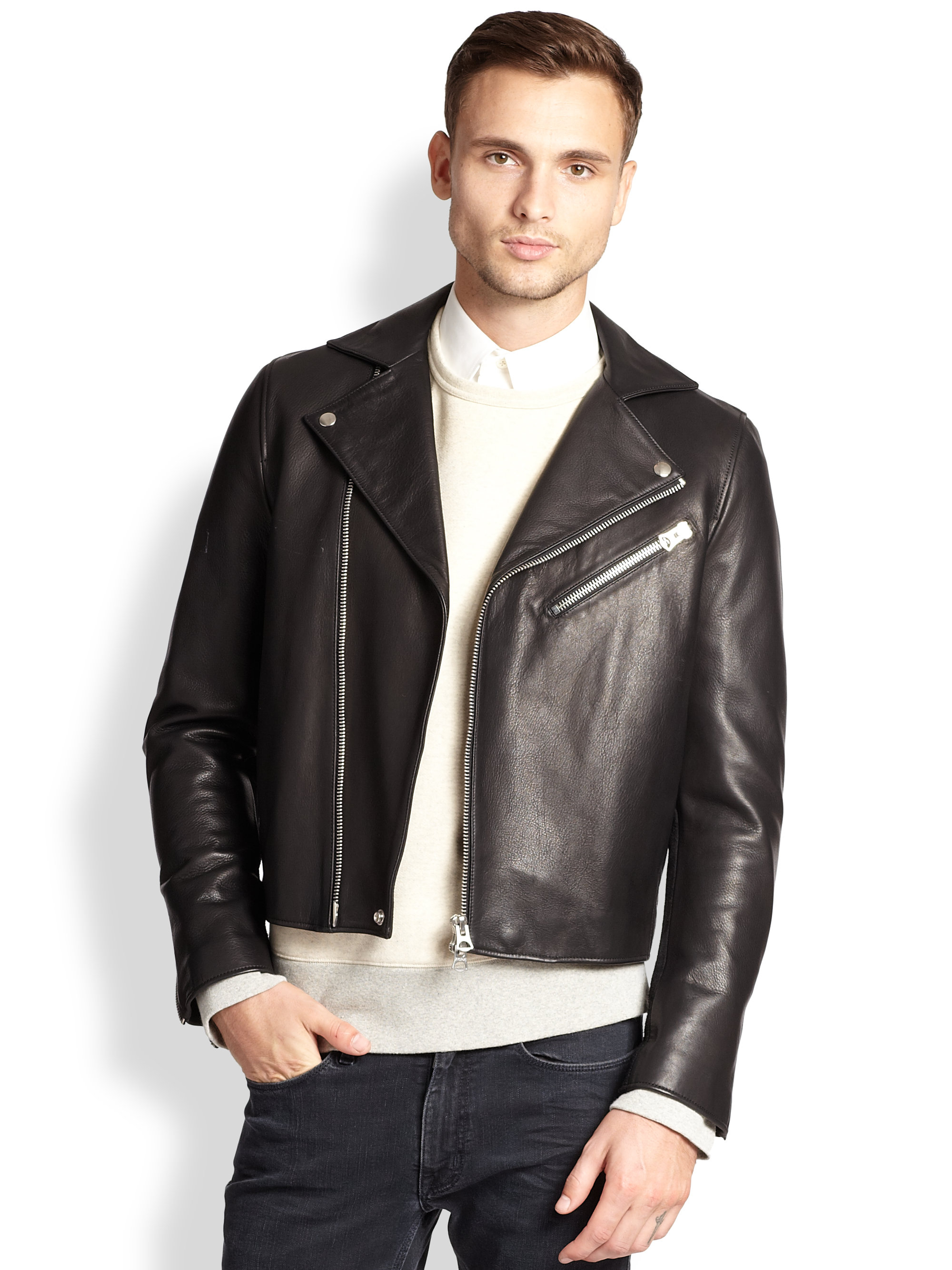 Lyst - Acne Studios Gibson Leather Jacket in Black