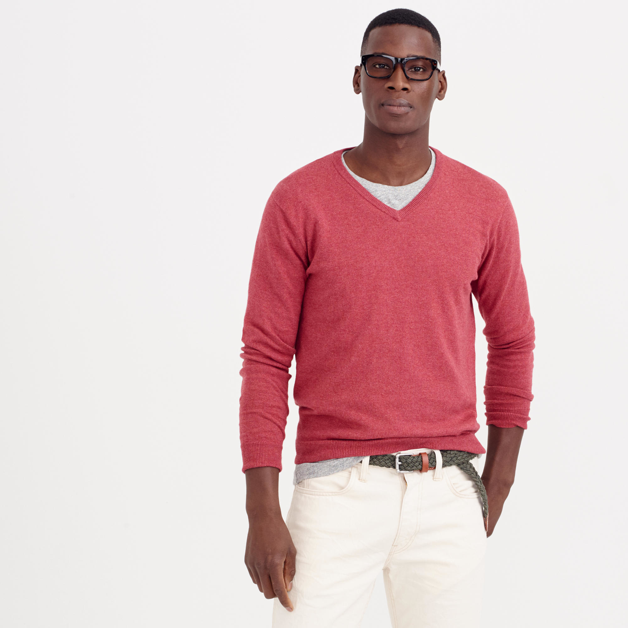 J.Crew | Red Tall Cotton-cashmere V-neck Sweater for Men | Lyst