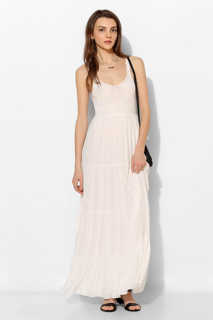 Pins And Needles Crochettop Tiered Maxi Dress In White Lyst