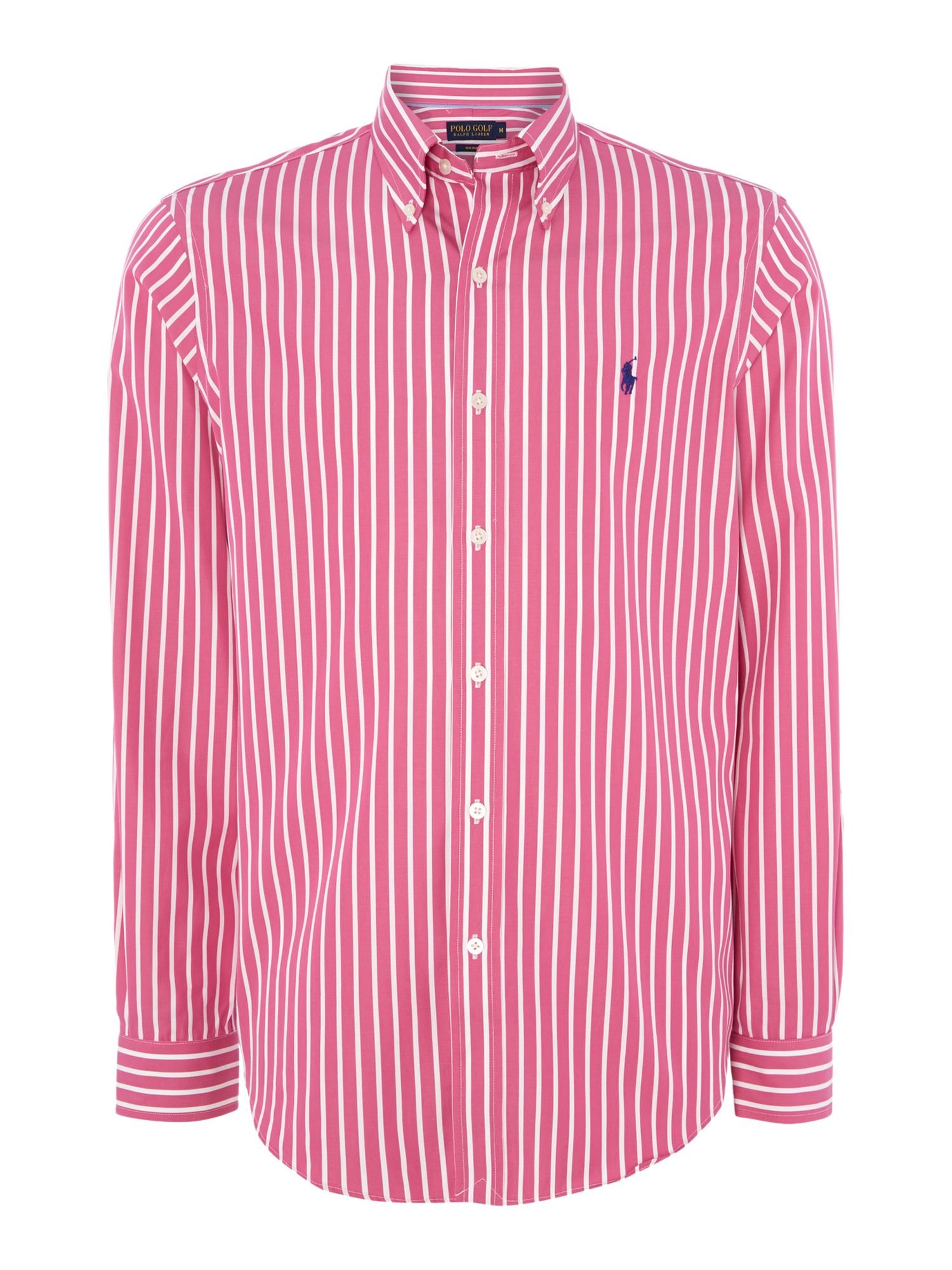 Ralph lauren golf Stripe Classic Fit Non Iron Polo Shirt in Pink for ...