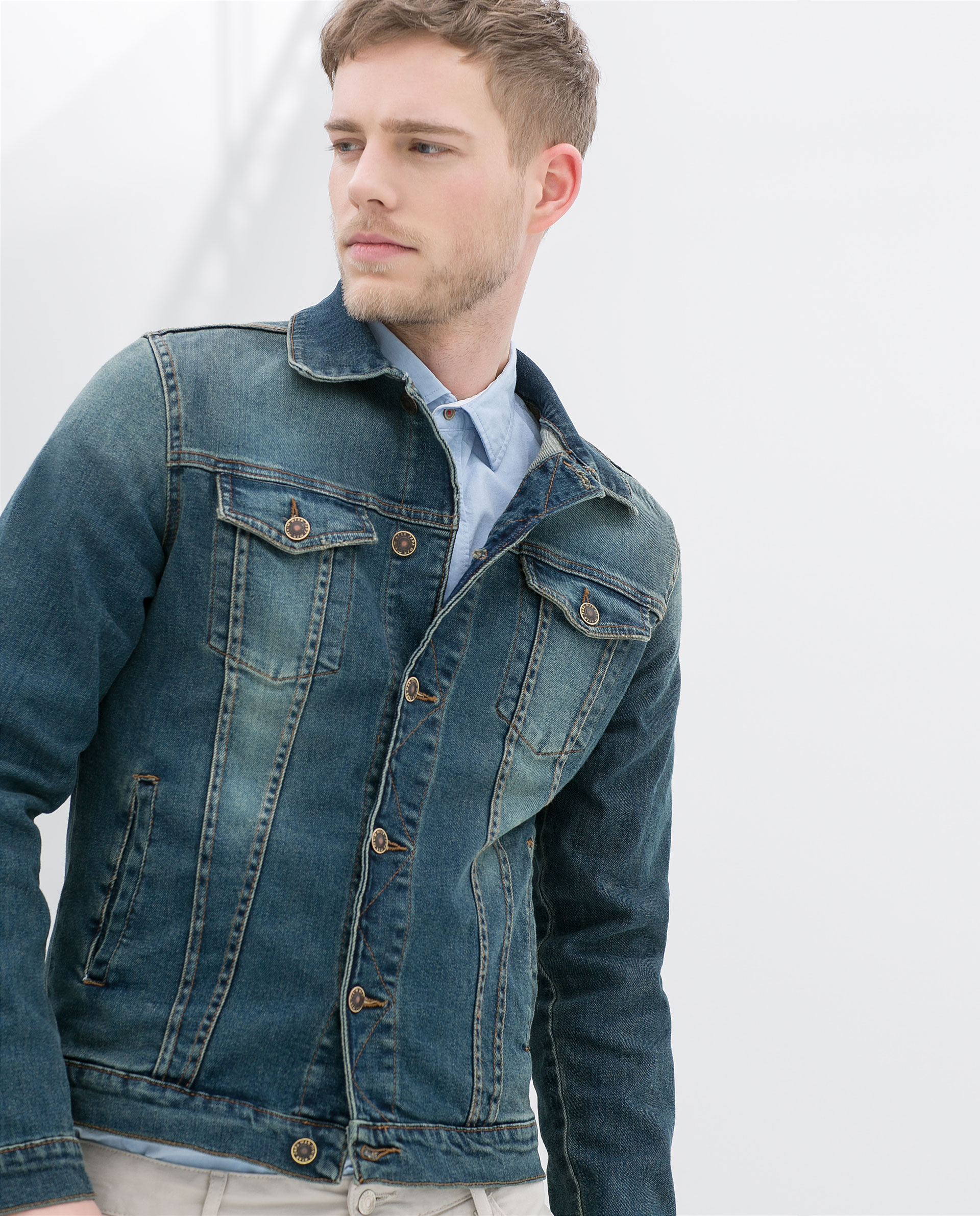  Zara  Basic Denim  Jacket  in Blue for Men Lyst