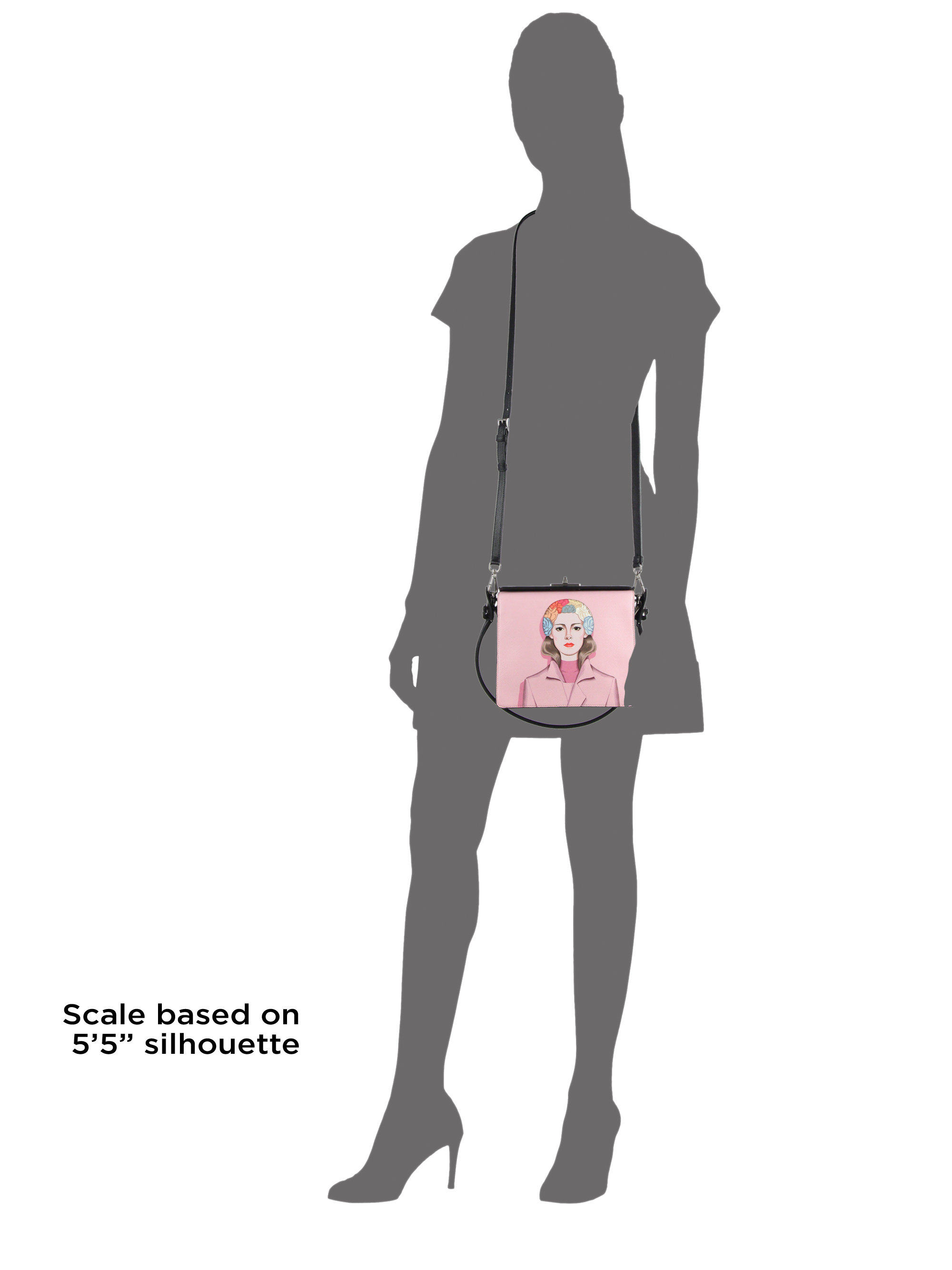 Prada Saffiano Faceprinted Crossbody Bag in Pink (PINK-BLACK) | Lyst