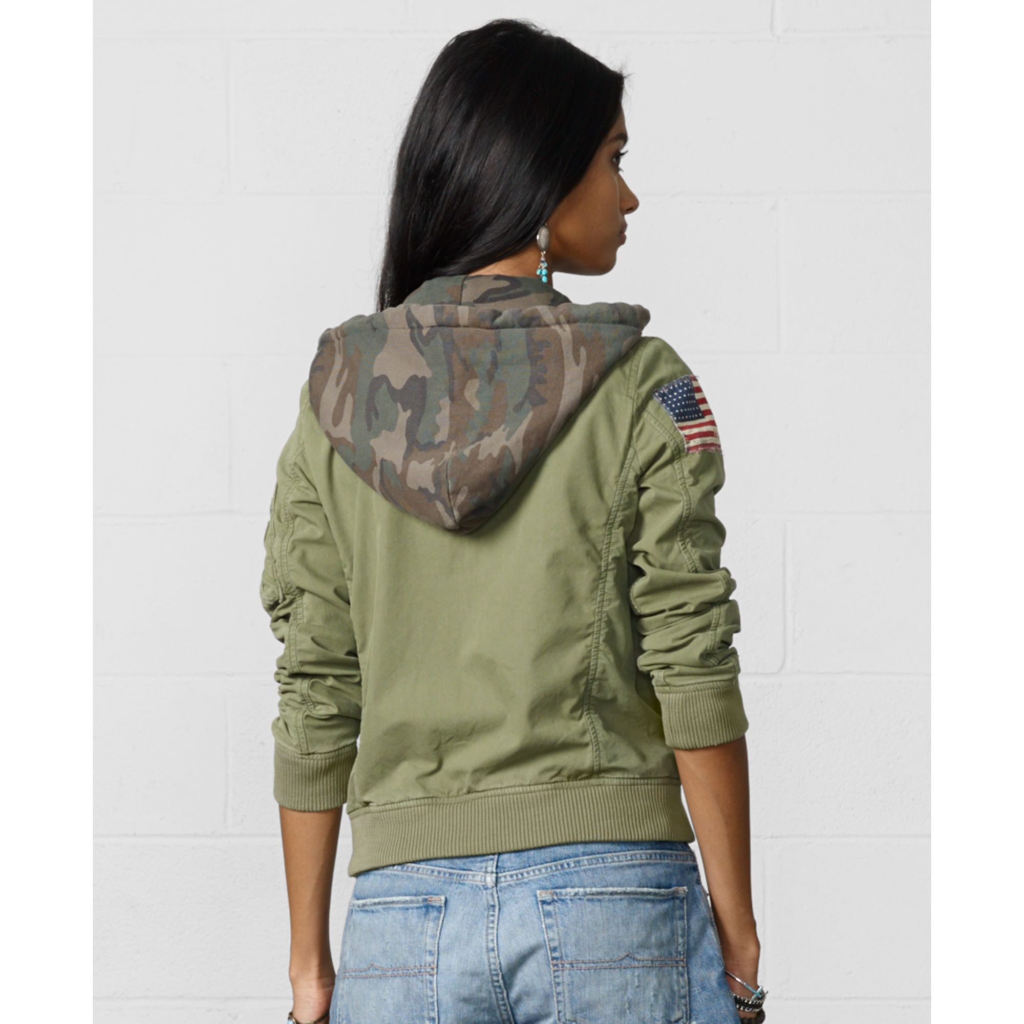Lyst Denim & Supply Ralph Lauren Hooded Bomber Jacket in Green