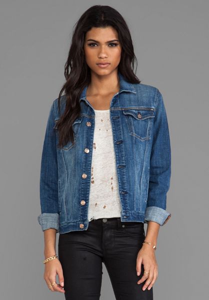 7 For All Mankind Classic Denim Jacket in Navy in Blue (Bright Light ...