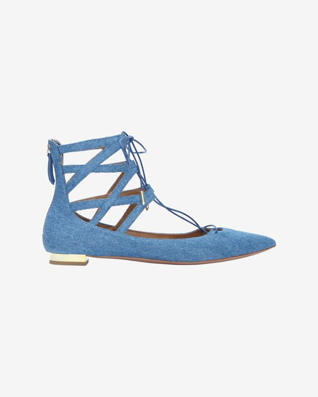 denim ballerina shoes