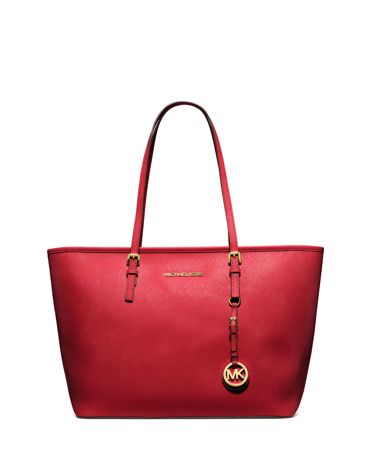 Michael michael kors Jet Set Saffiano Travel Tote Bag in Red | Lyst