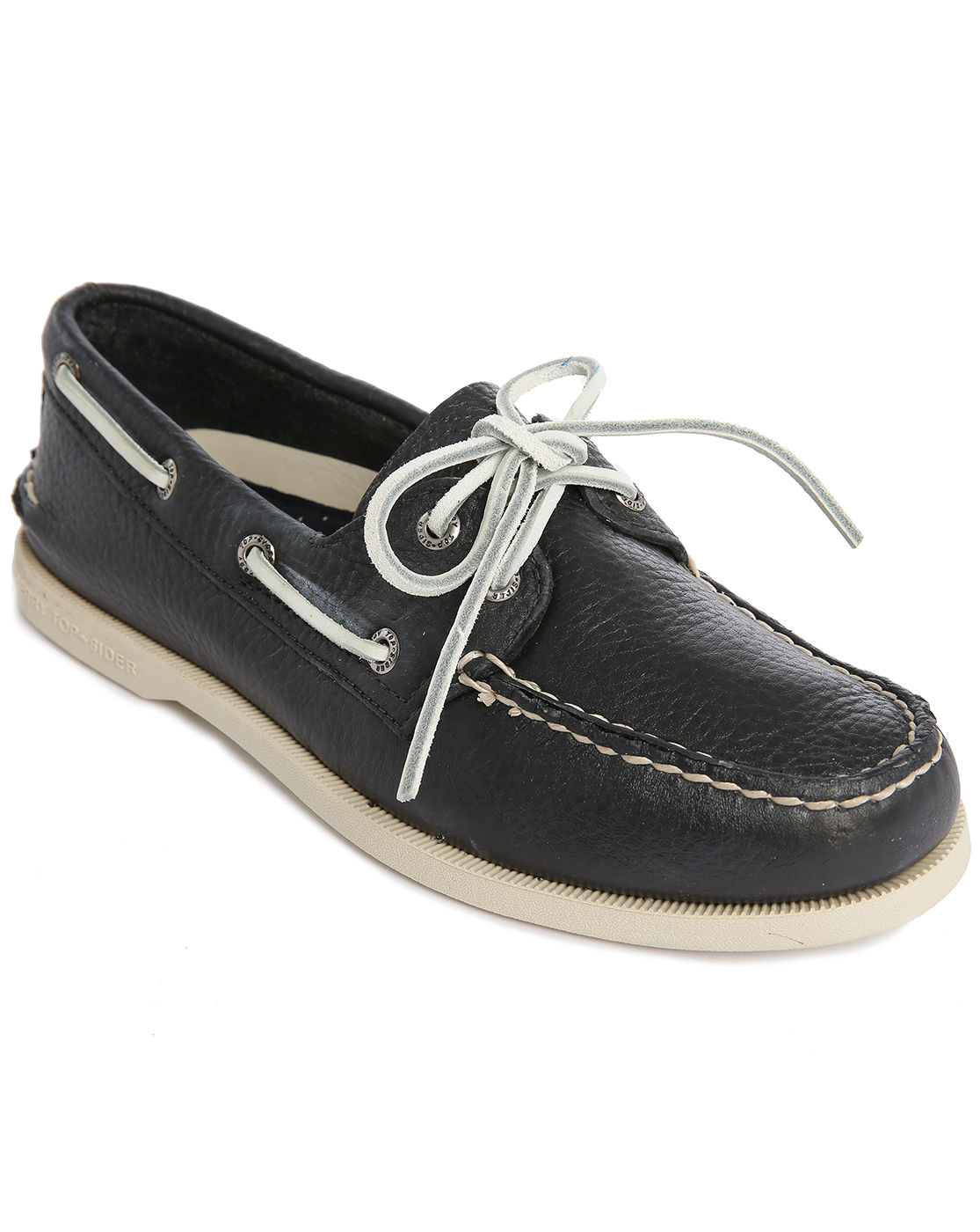 Sperry topsider Ao 2 Eyes Navy Grained Leather Boat Shoes With White