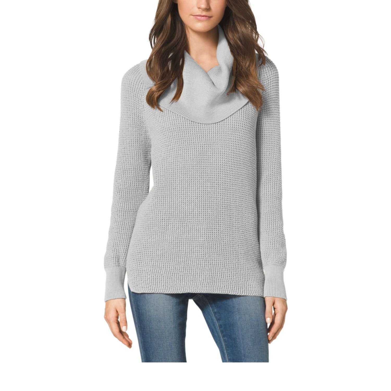 Michael kors Cowl-Neck Sweater, Petite in Gray (Pearl Heather) | Lyst