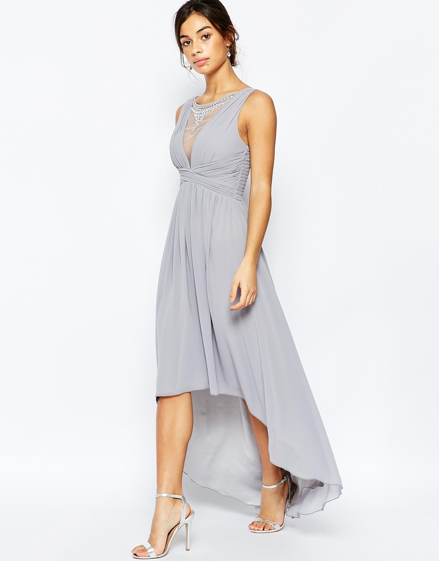 little mistress grey embellished maxi dress