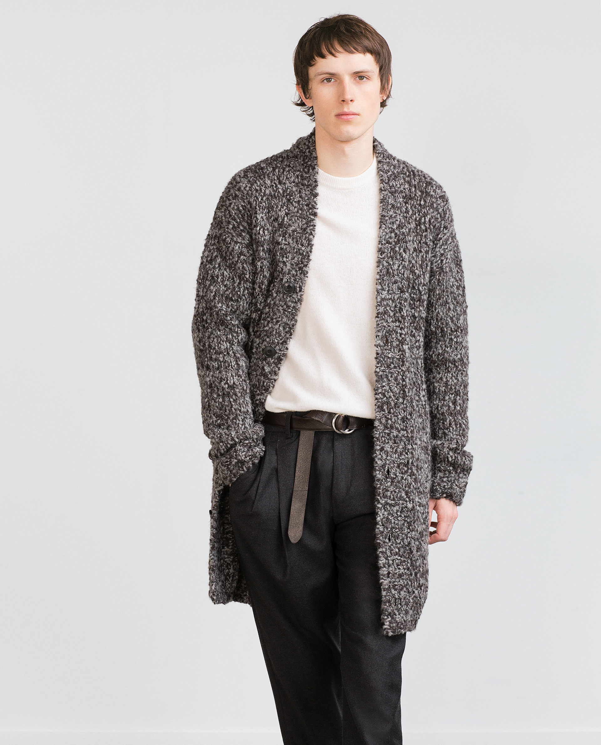 Zara Studio Knit Cardigan in Gray for Men | Lyst